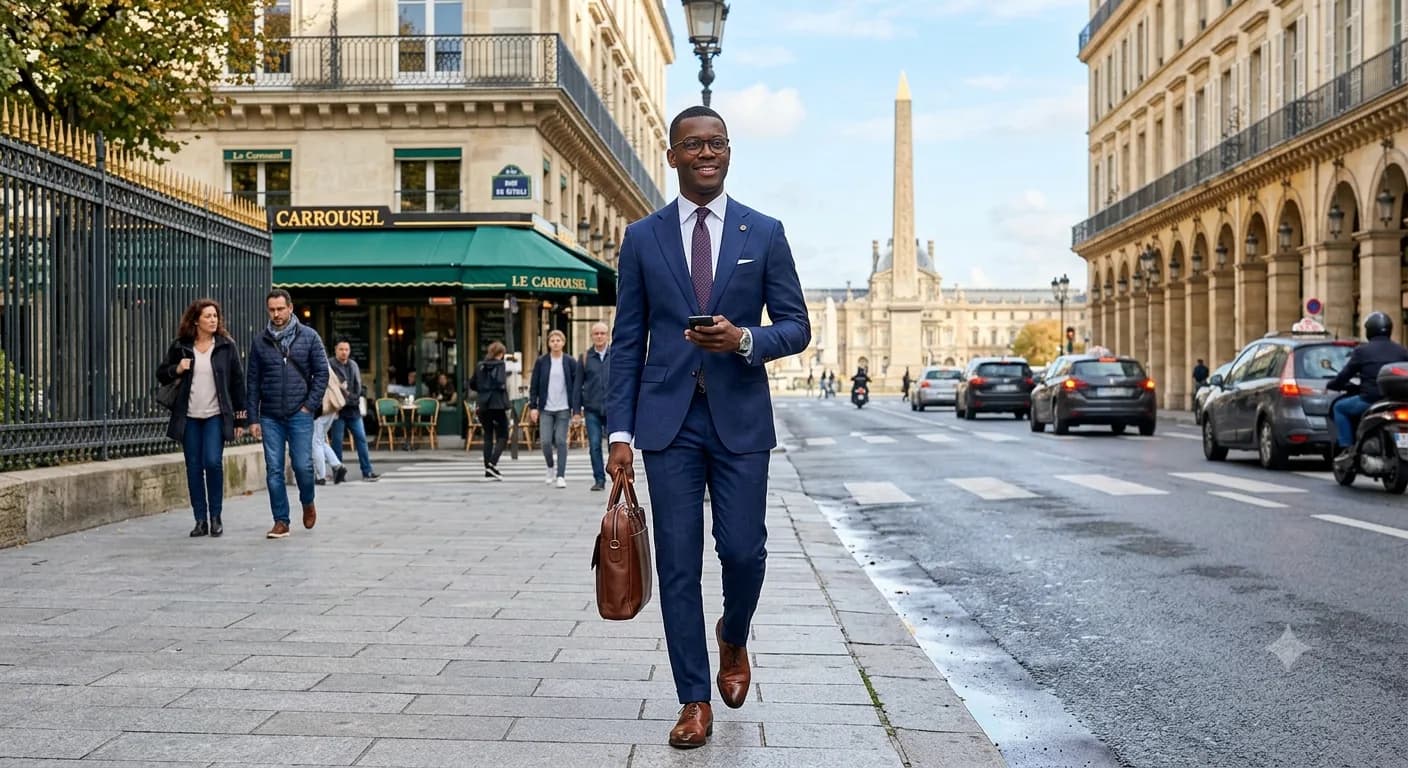 Illustration : un consultant dans les rues de Paris